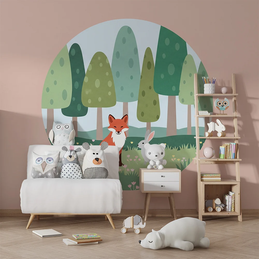 Papel de parede quarto bebê | Lisica i zec u nježnom šumskom krajoliku