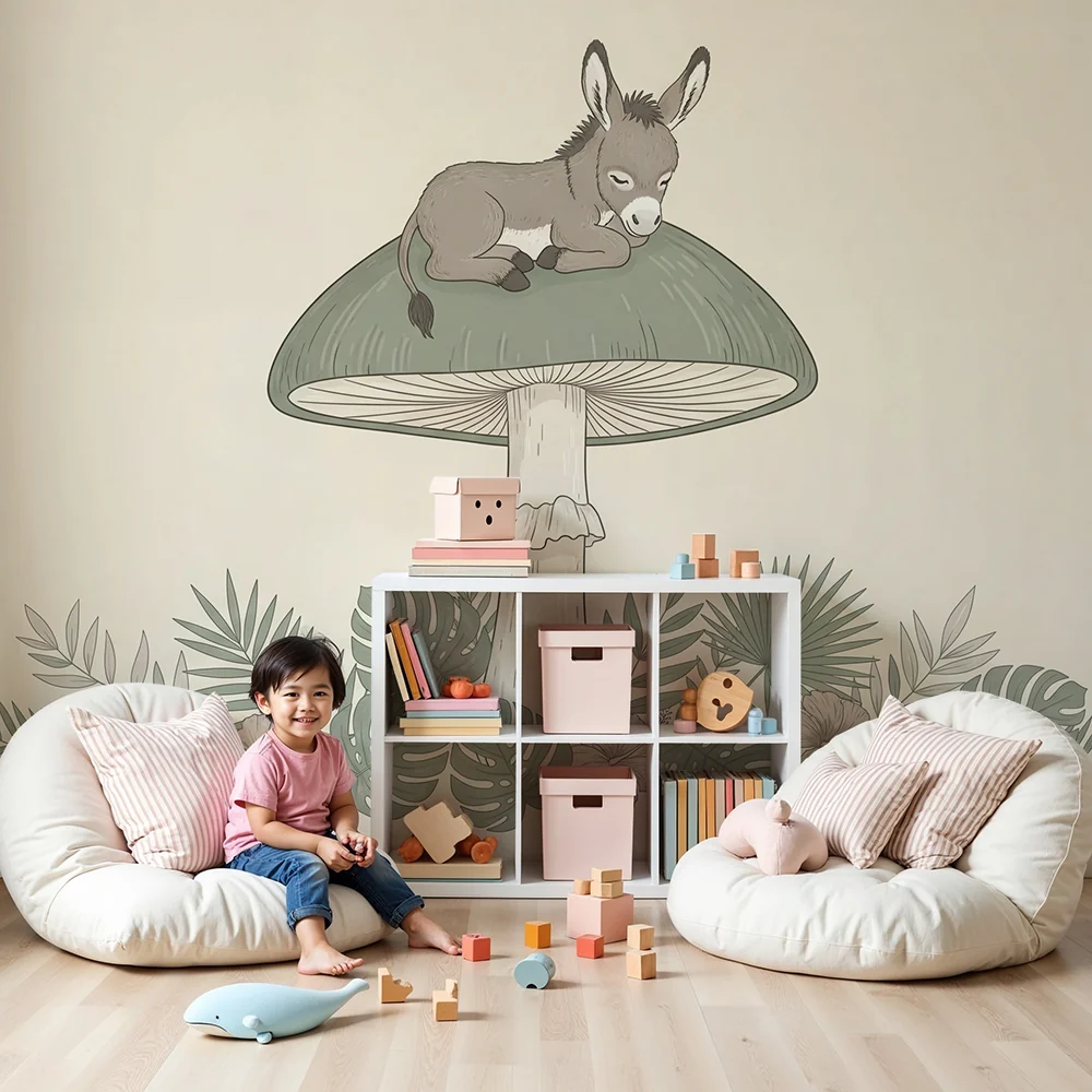 Papel de parede quarto bebê | Magarac koji spava na gljivi