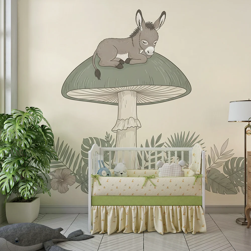 Papel de parede quarto bebê | Magarac koji spava na gljivi