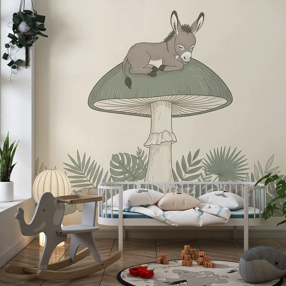Papel de parede quarto bebê | Magarac koji spava na gljivi