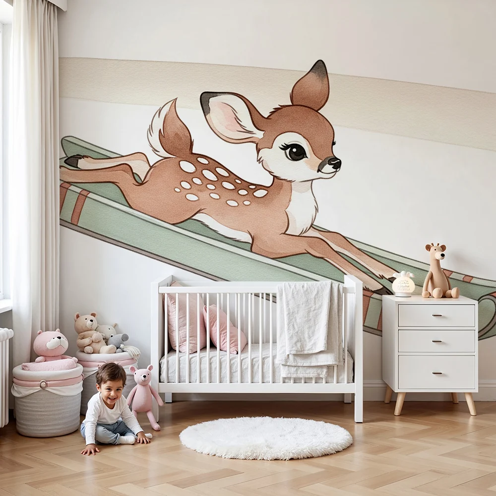 Papel de parede quarto bebê | Mala srneta u sanjkama