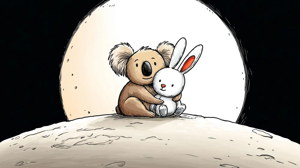 Papel de parede quarto bebê | Mali koala i zec na mjesecu