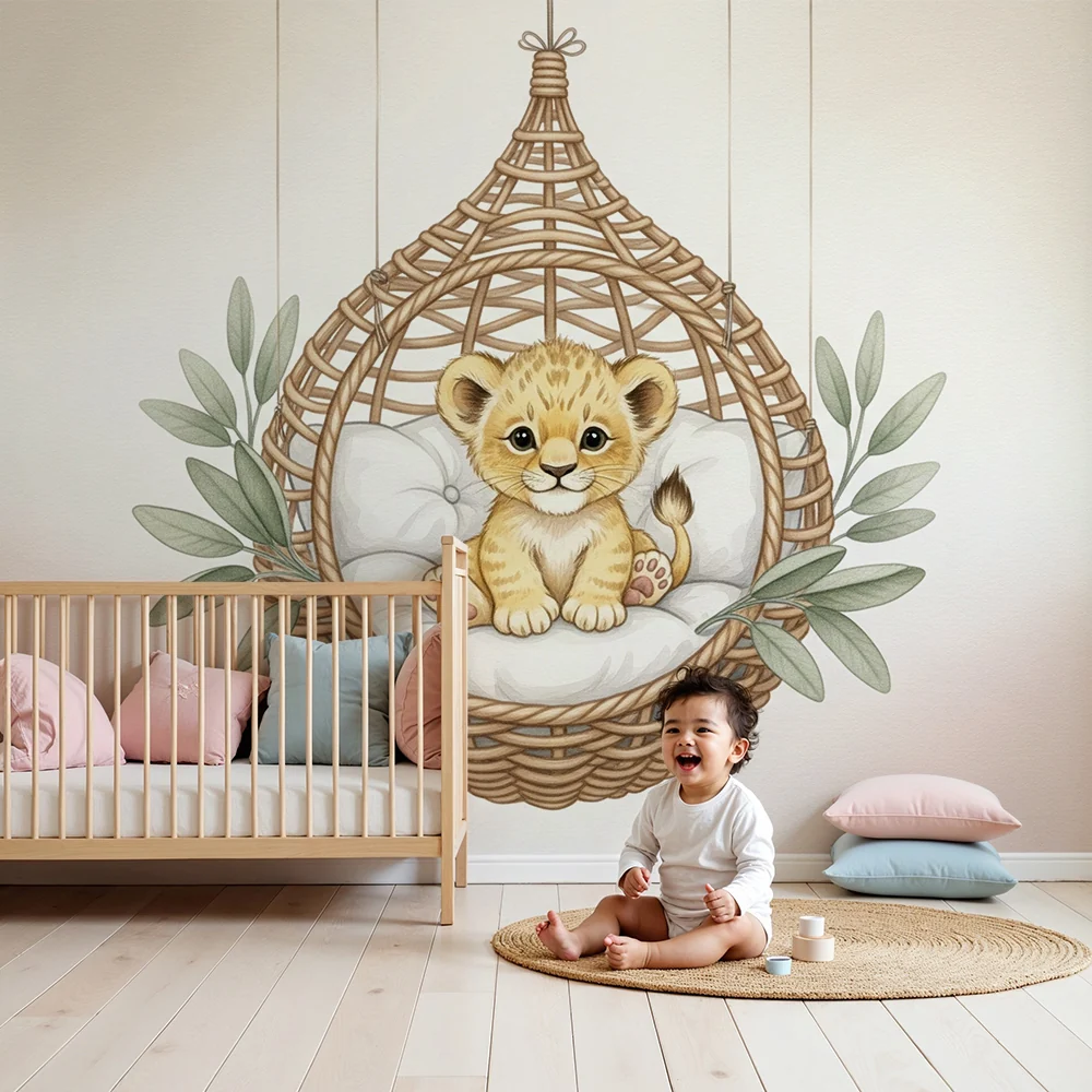 Papel de parede quarto bebê | Mali lav u visećoj košari