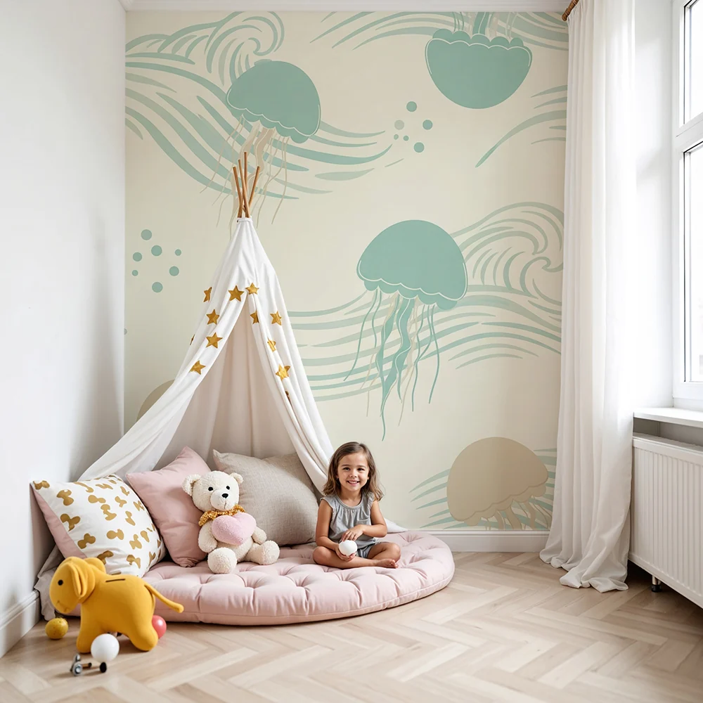 Papel de parede quarto bebê | Meduza i umirujući valovi