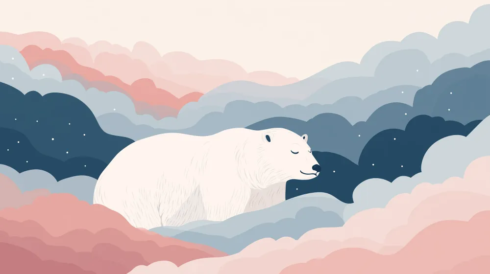 Papel de parede quarto bebê | Miran polarni medvjed u mirnom pastelnom oblačnom nebu