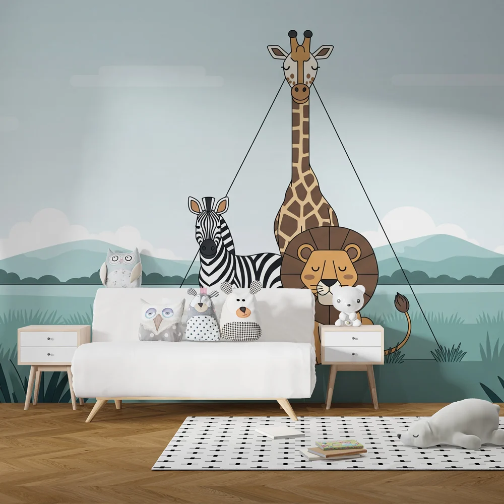 Papel de parede quarto bebê | Mirni safari životinje