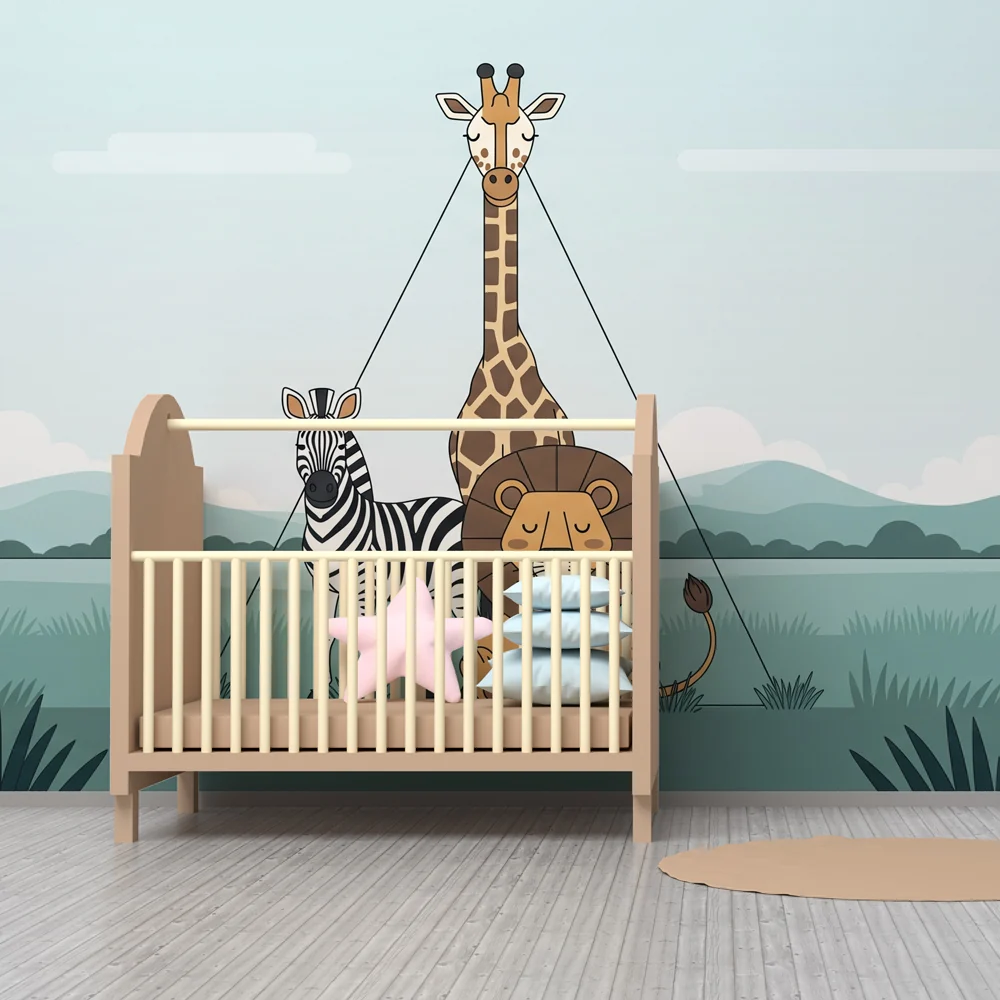 Papel de parede quarto bebê | Mirni safari životinje