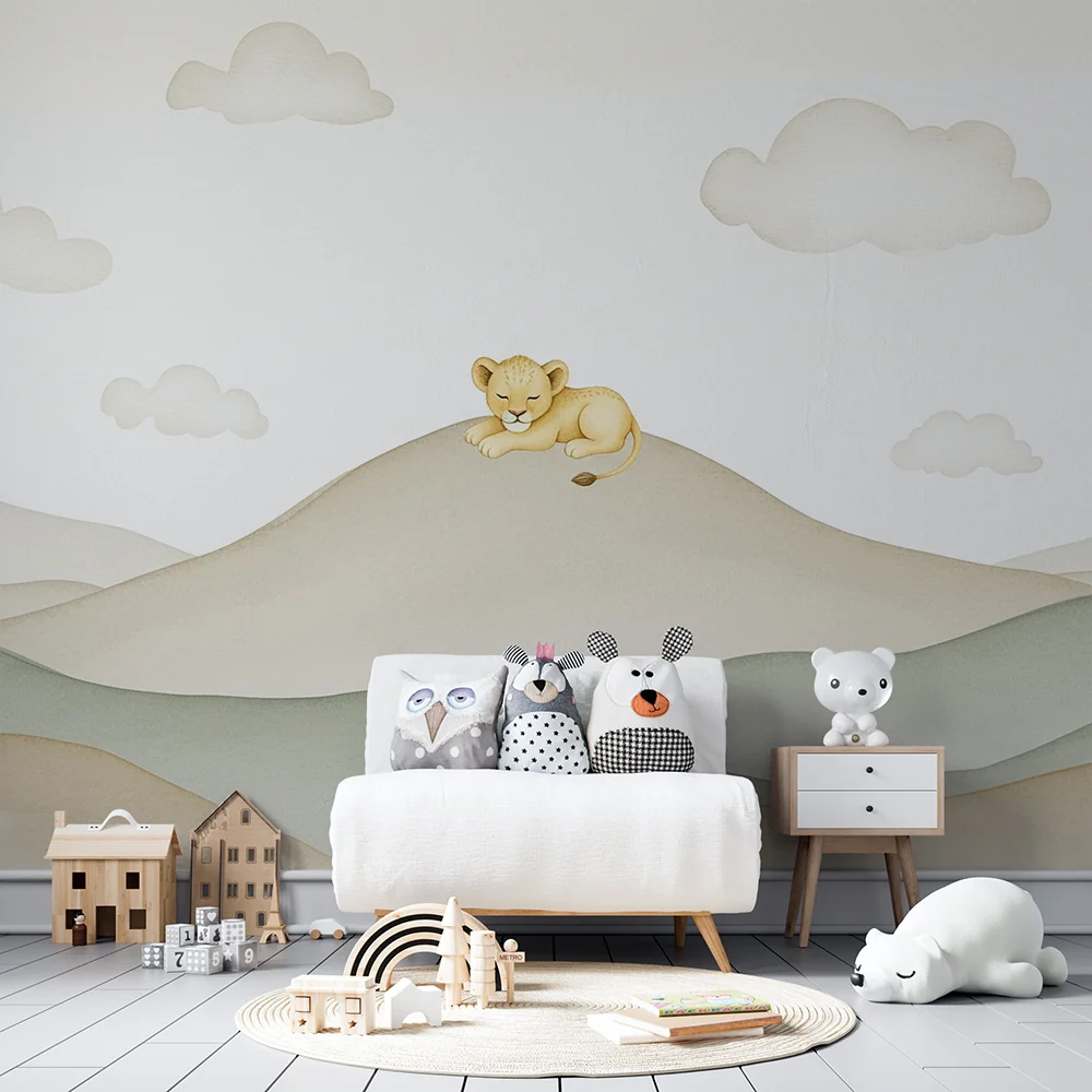 Papel de parede quarto bebê | Mirno mladunče lava na brdima
