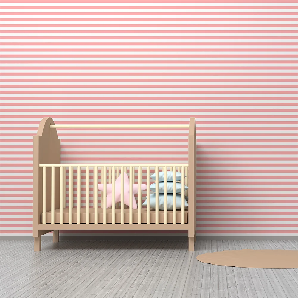 Papel de parede quarto bebê | Nježne pruge u roza i bijelo