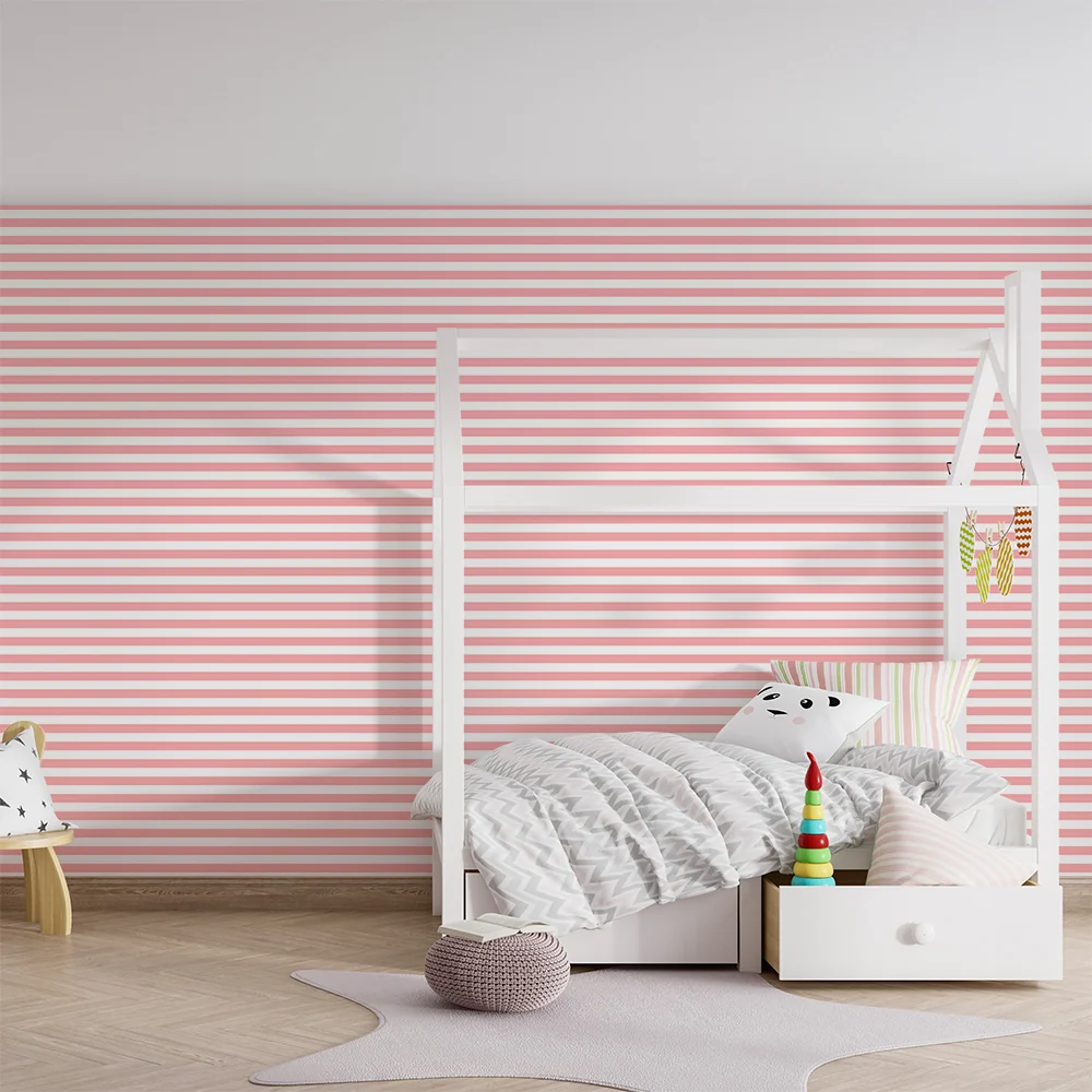 Papel de parede quarto bebê | Nježne pruge u roza i bijelo