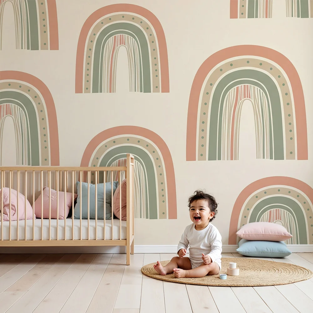 Papel de parede quarto bebê | Nježni i šareni dugini