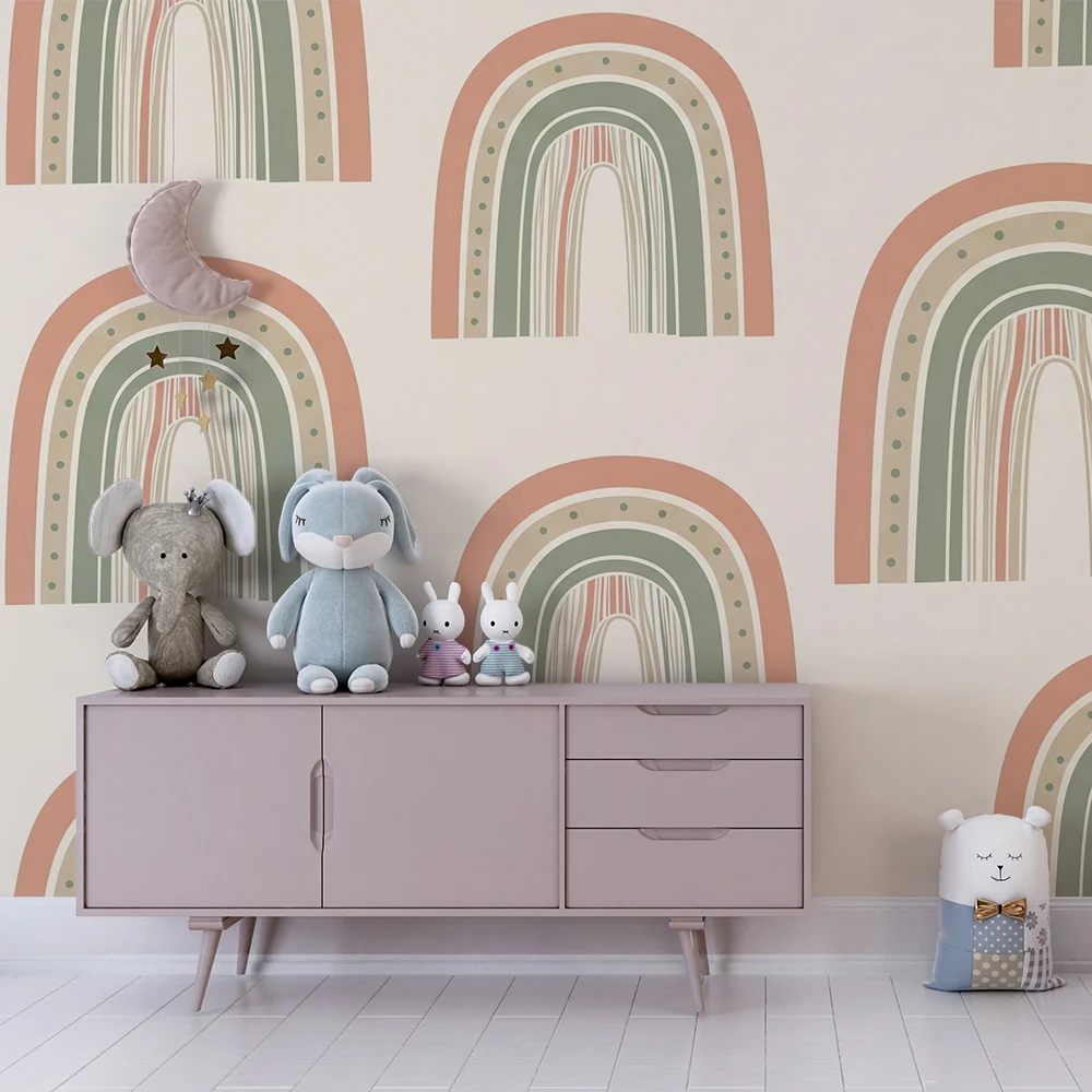 Papel de parede quarto bebê | Nježni i šareni dugini