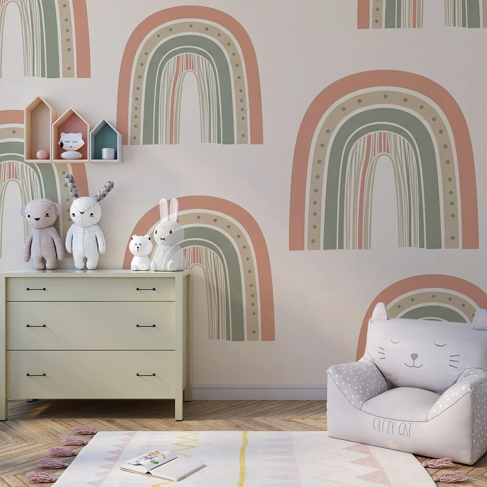 Papel de parede quarto bebê | Nježni i šareni dugini