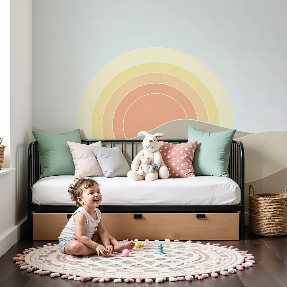 Papel de parede quarto bebê | Nježni brežuljci i pastelni izlazak sunca
