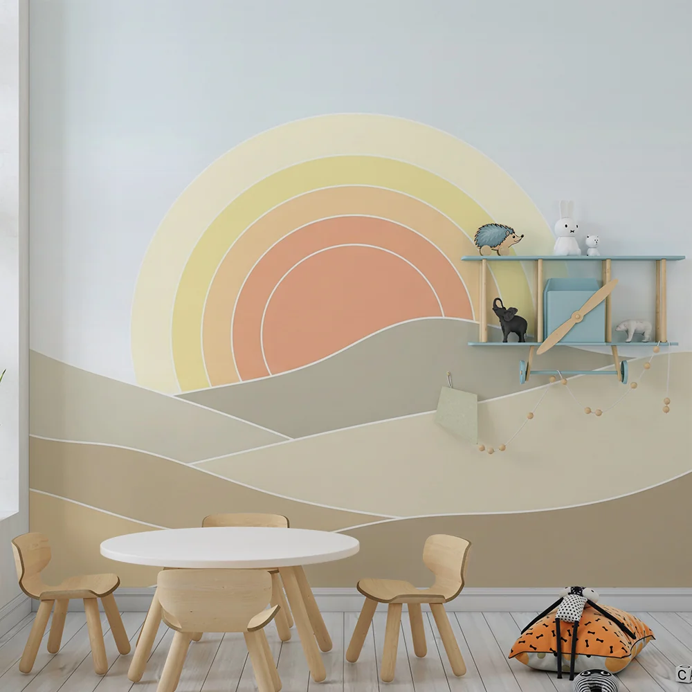 Papel de parede quarto bebê | Nježni brežuljci i pastelni izlazak sunca