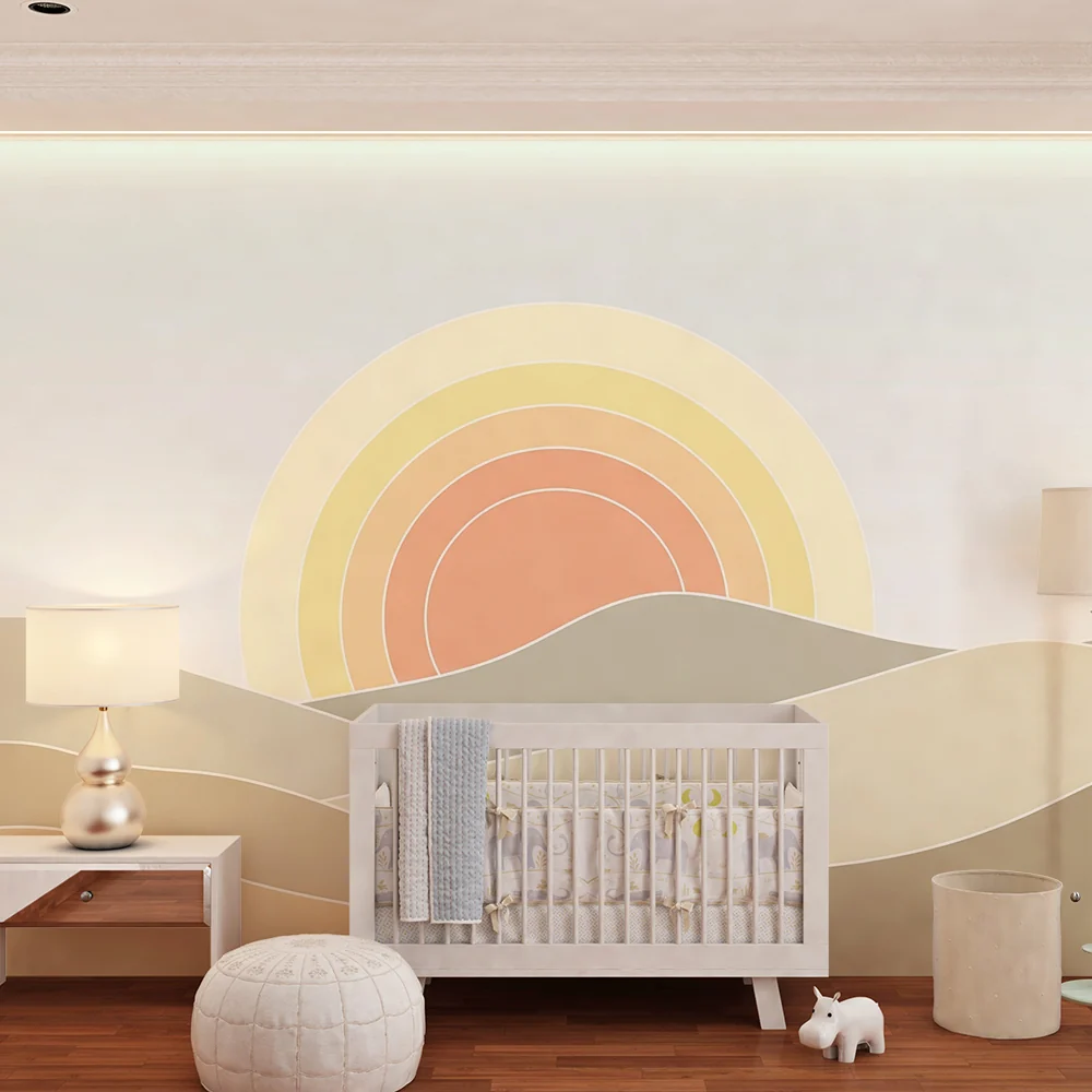 Papel de parede quarto bebê | Nježni brežuljci i pastelni izlazak sunca
