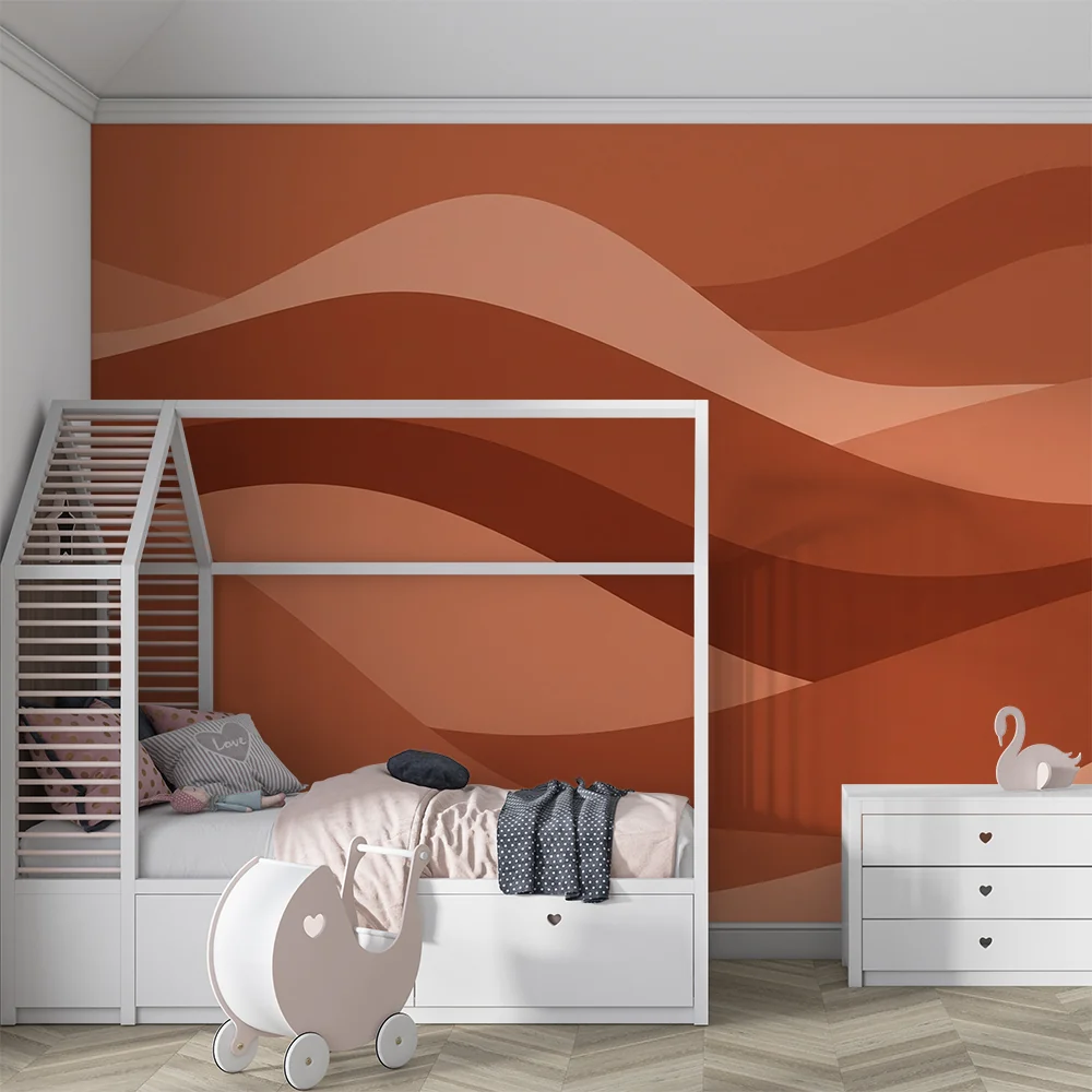 Papel de parede quarto bebê | Nježni valovi u tonovima terakote