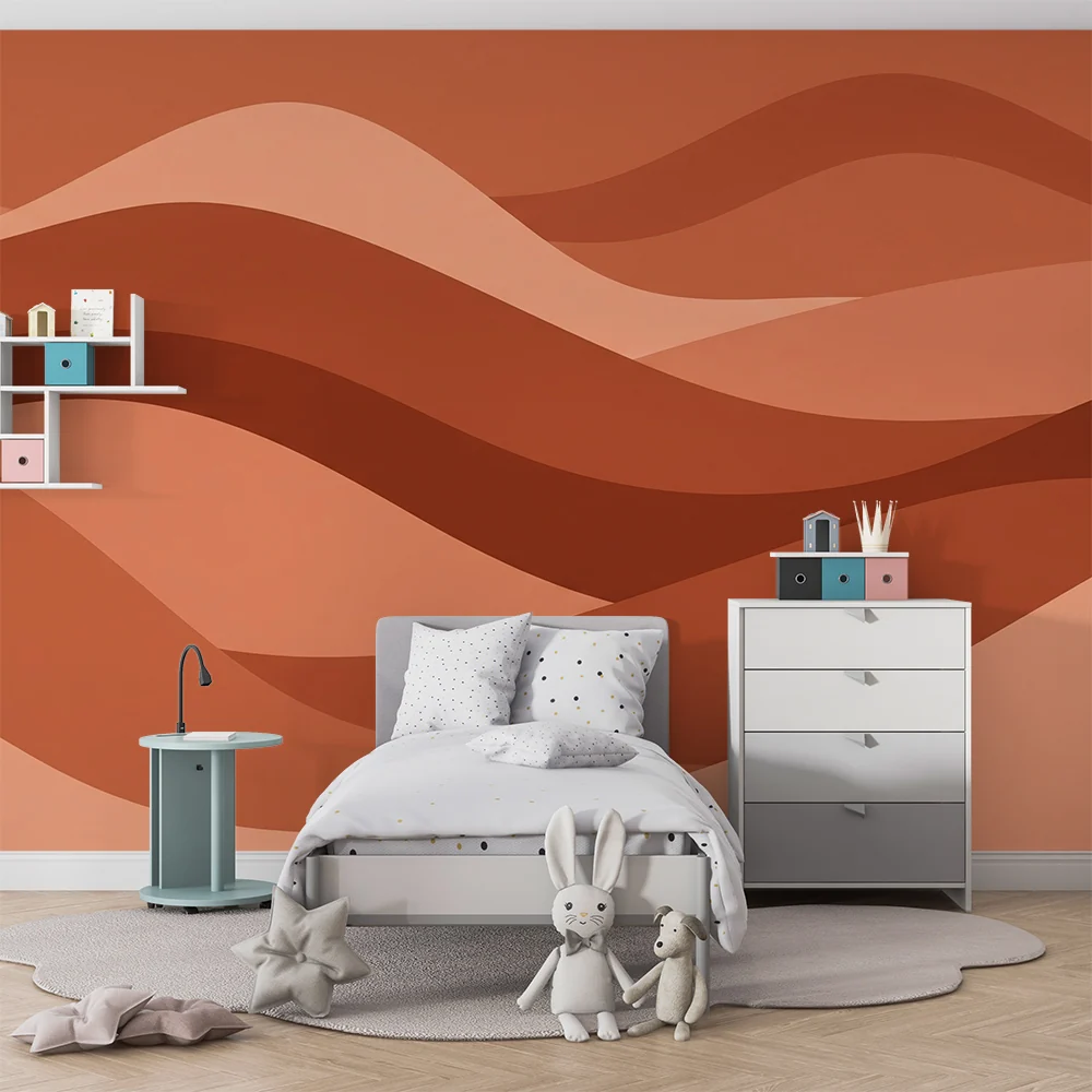 Papel de parede quarto bebê | Nježni valovi u tonovima terakote