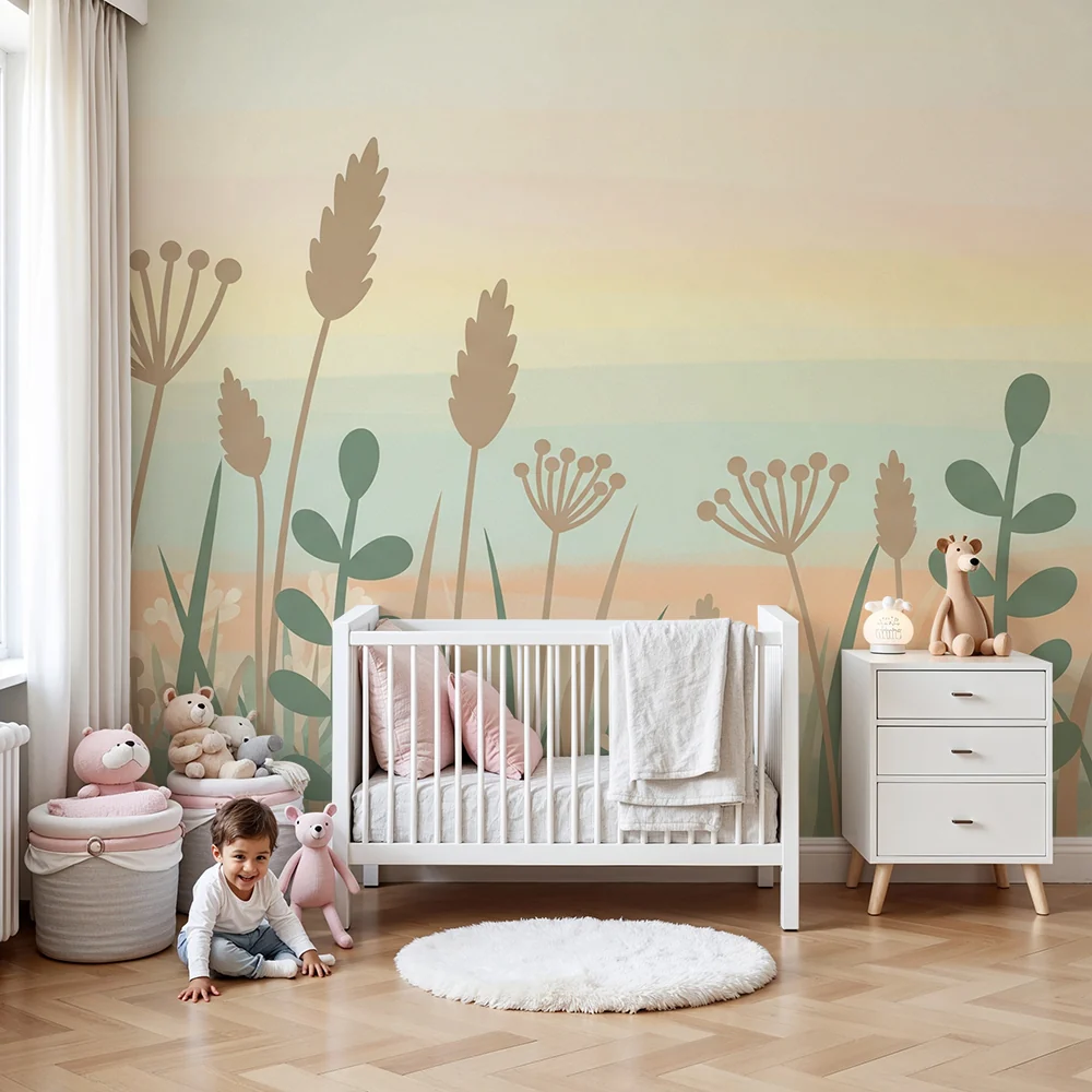 Papel de parede quarto bebê | Nježnost cvjetnih polja