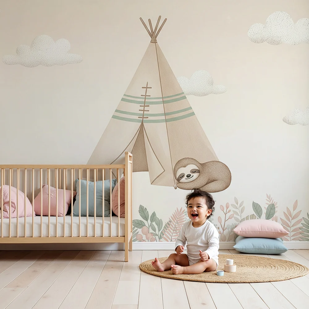 Papel de parede quarto bebê | Opustite se ispod tipija s lenjivcem