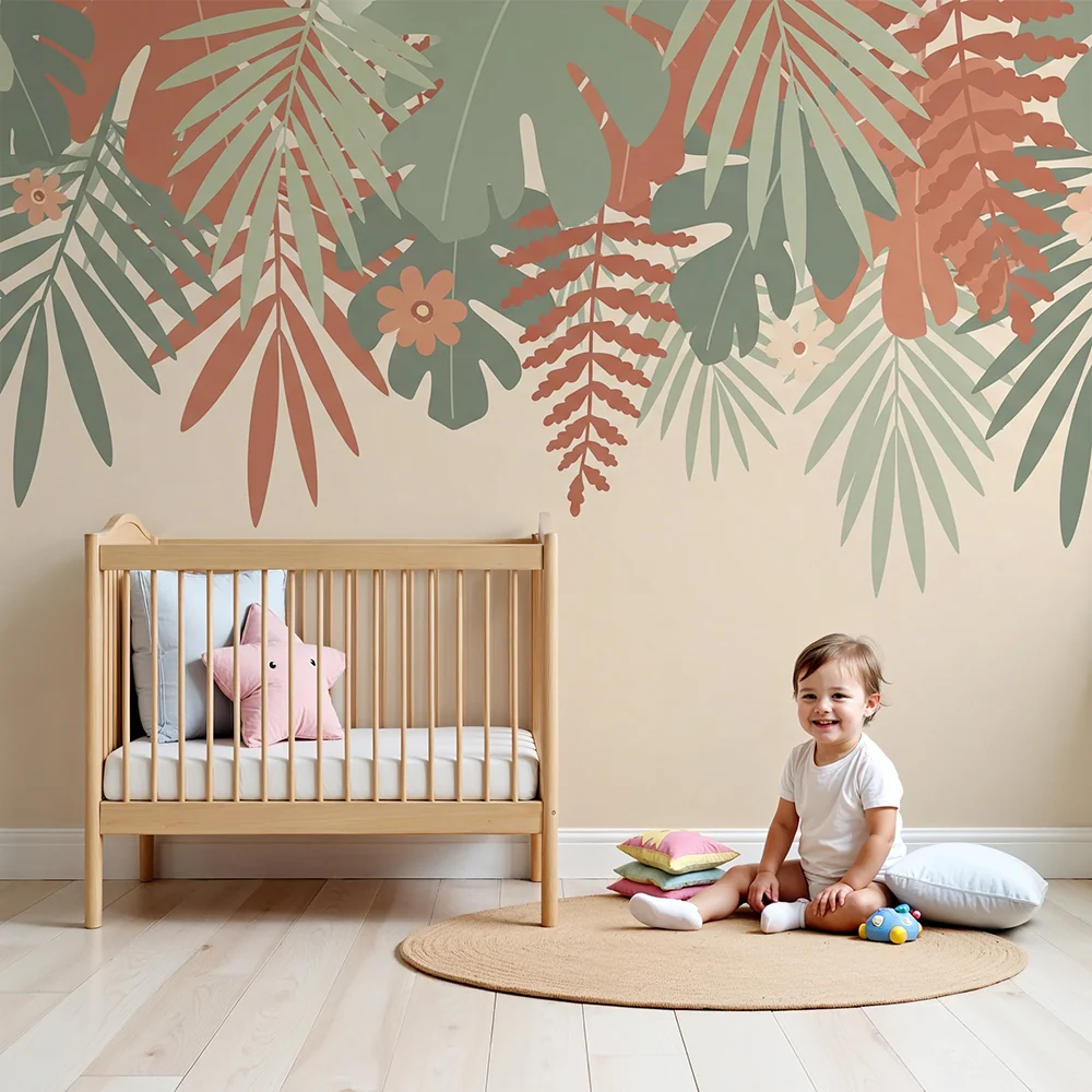 Papel de parede quarto bebê | Padajuće tropske lišće