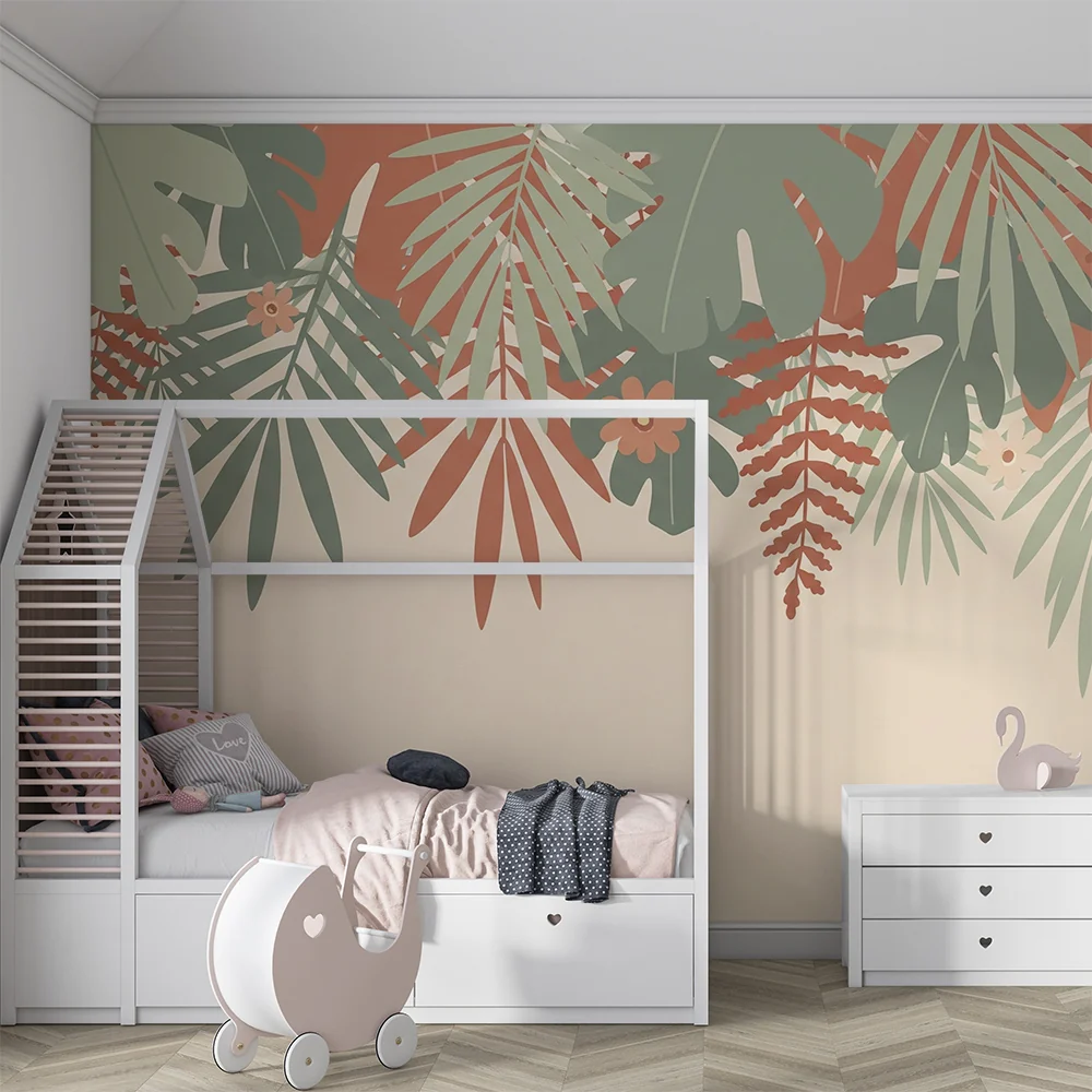Papel de parede quarto bebê | Padajuće tropske lišće