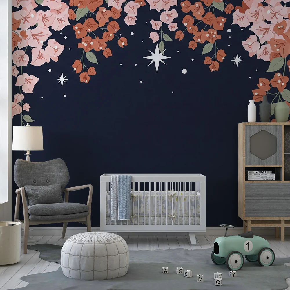 Papel de parede quarto bebê | Padajući lišće i sjajne zvijezde