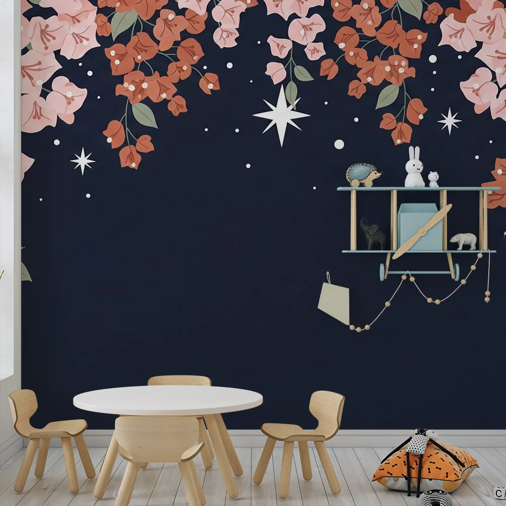 Papel de parede quarto bebê | Padajući lišće i sjajne zvijezde