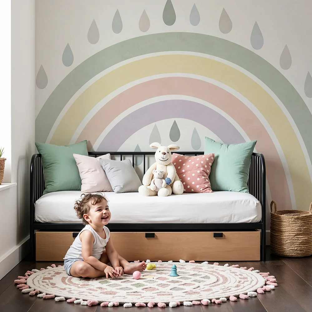 Papel de parede quarto bebê | Pastel duga s nježnim kapljicama