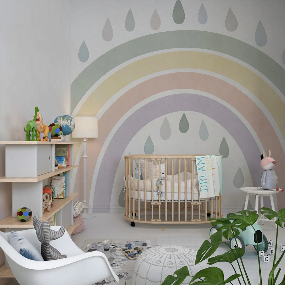 Papel de parede quarto bebê | Pastel duga s nježnim kapljicama