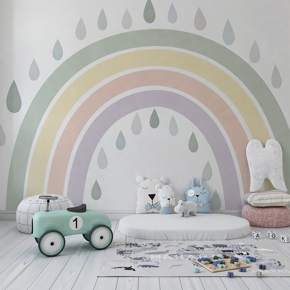 Papel de parede quarto bebê | Pastel duga s nježnim kapljicama