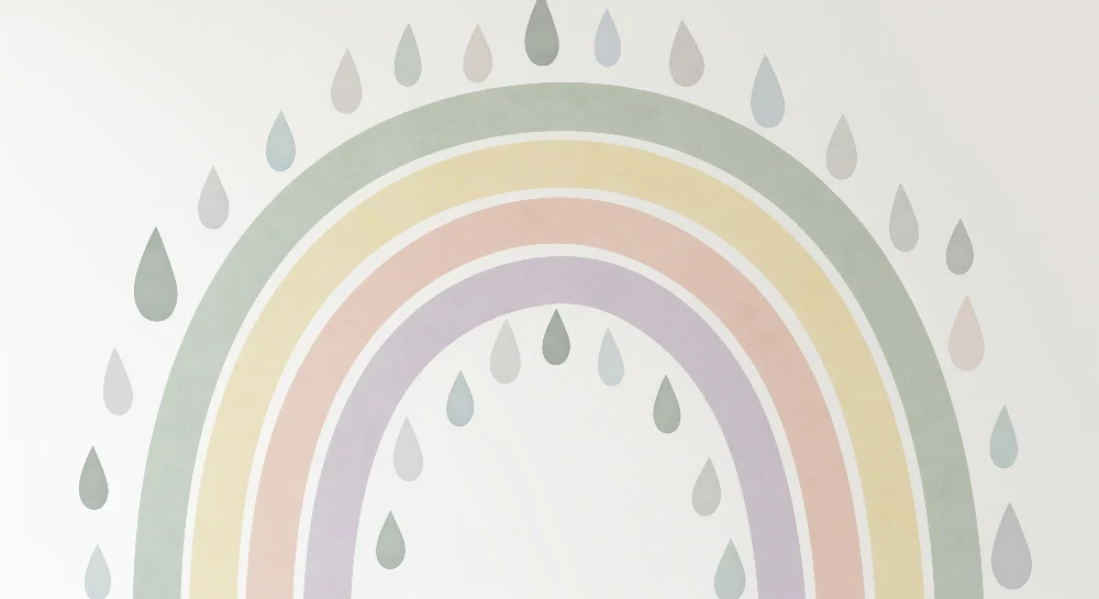 Papel de parede quarto bebê | Pastel duga s nježnim kapljicama