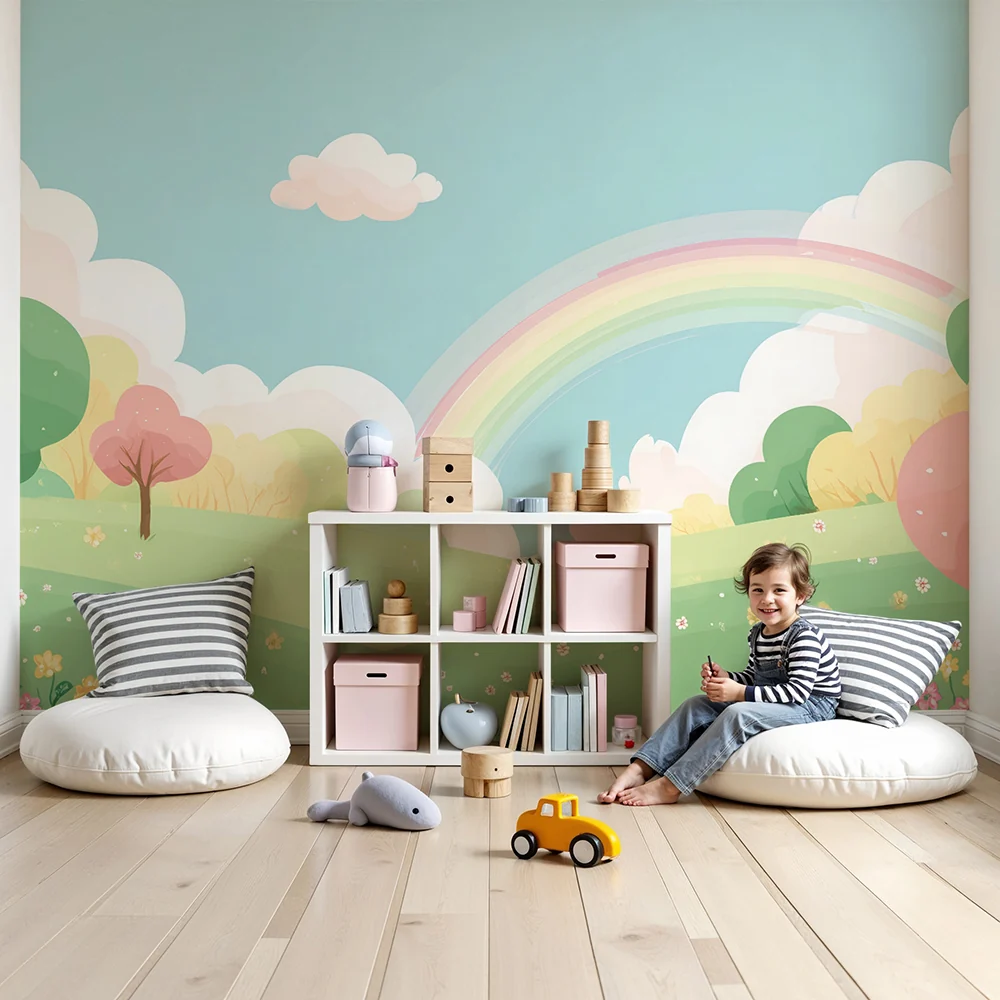 Papel de parede quarto bebê | Pastelni krajolik s duginom