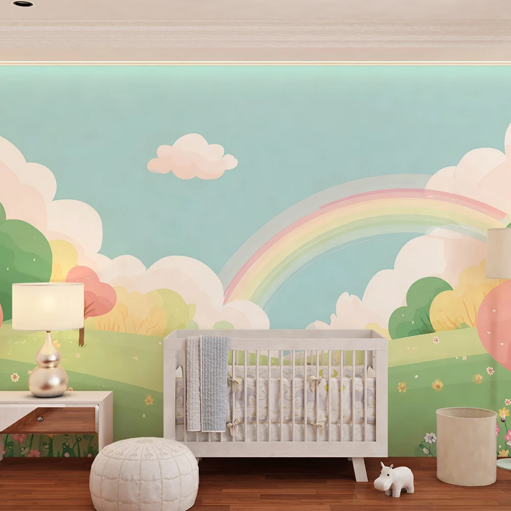 Papel de parede quarto bebê | Pastelni krajolik s duginom