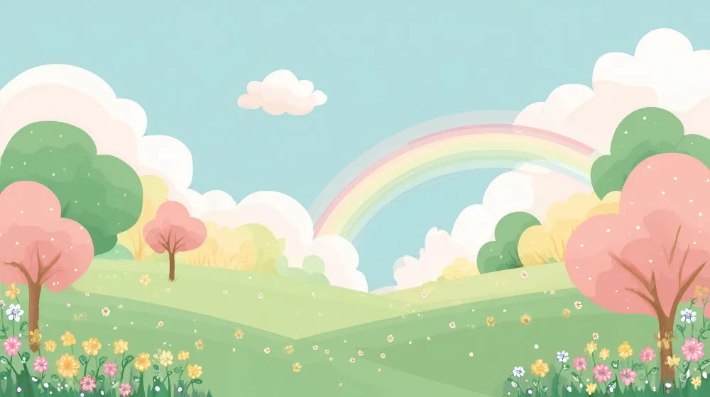Papel de parede quarto bebê | Pastelni krajolik s duginom