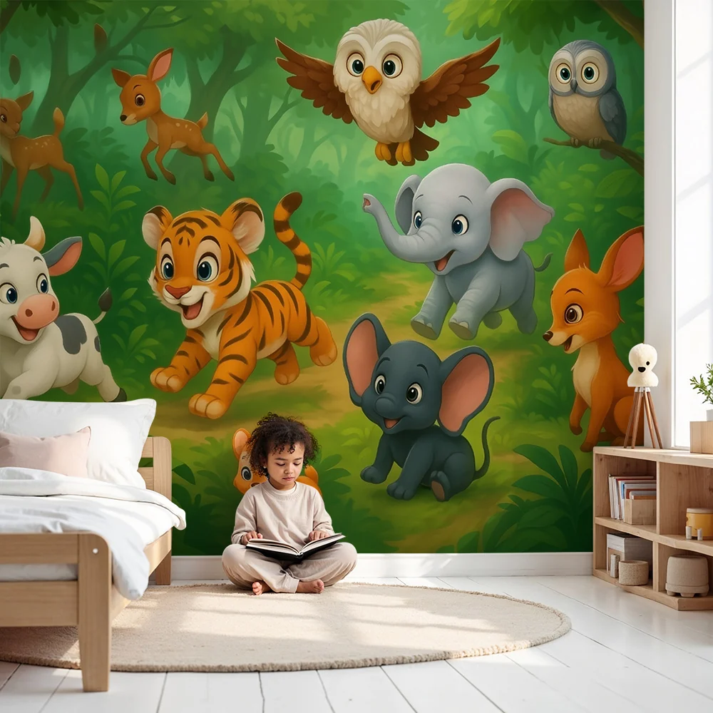 Papel de parede quarto bebê | Pustolovina šumskih životinja