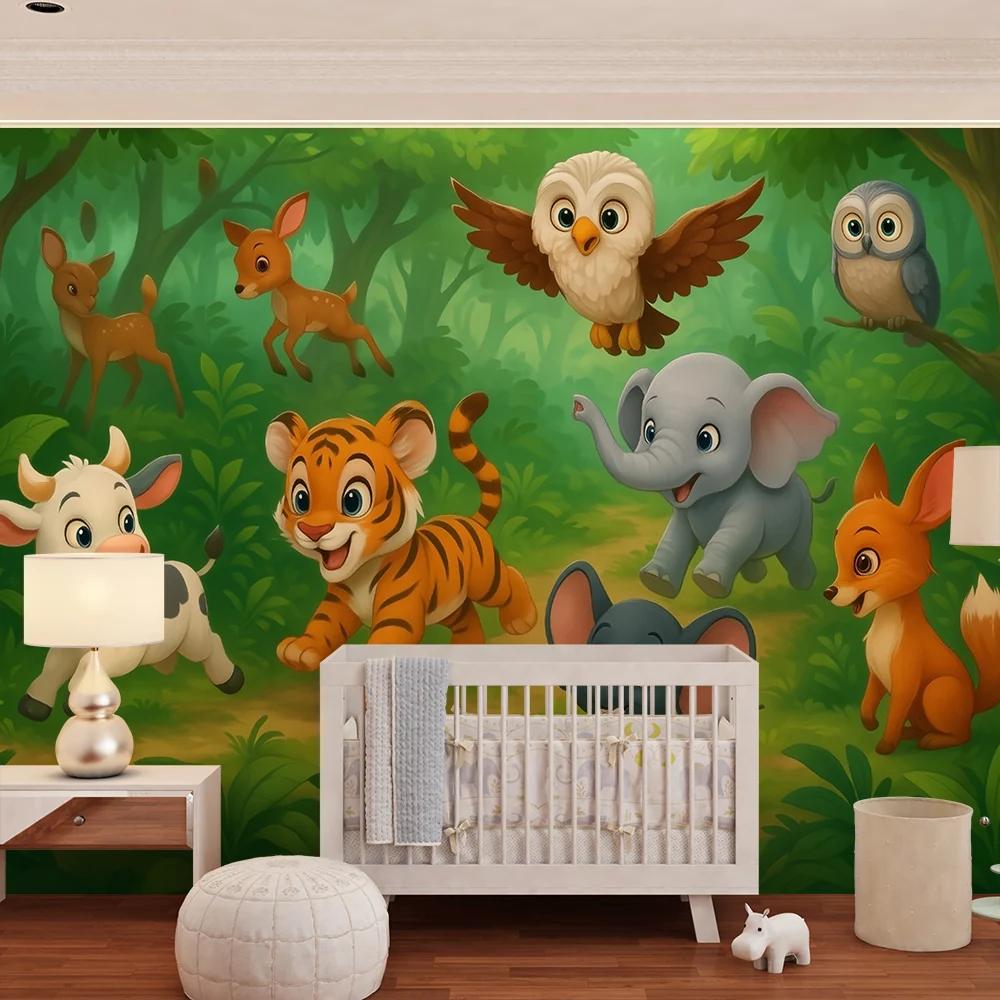 Papel de parede quarto bebê | Pustolovina šumskih životinja
