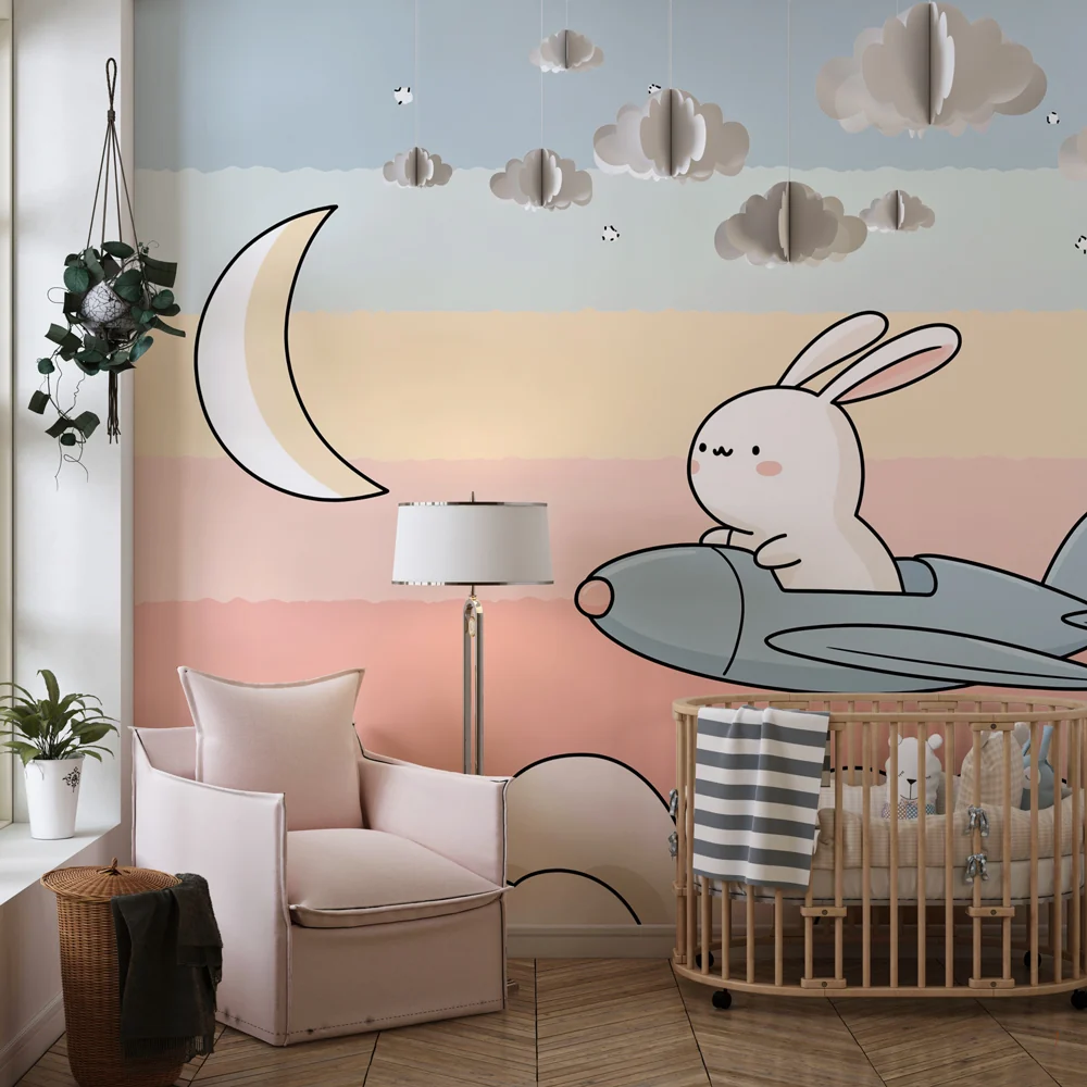Papel de parede quarto bebê | Pustolovni zec u oblacima