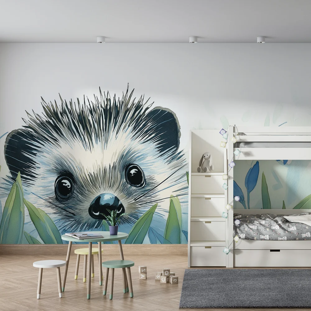 Papel de parede quarto bebê | Radoznali jež u cvijeću