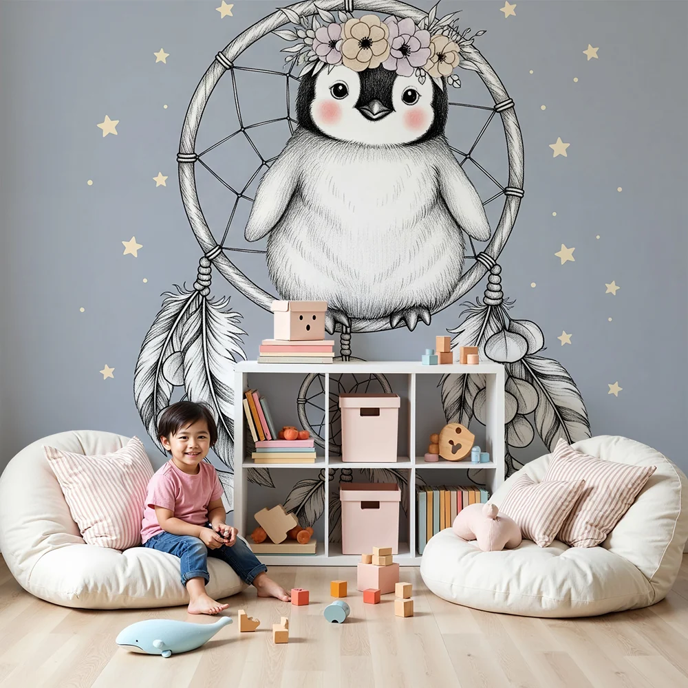 Papel de parede quarto bebê | Sanjajući pingvin u lovu snova