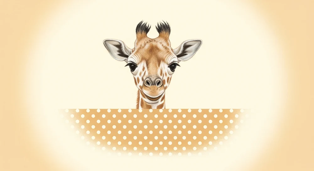 Papel de parede quarto bebê | Simpática girafa com olhar doce em fundo pastel