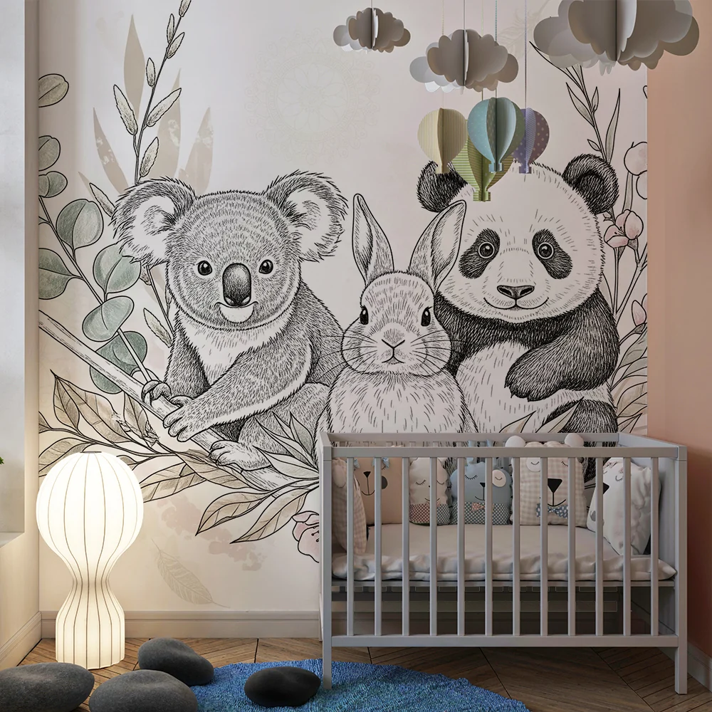 Papel de parede quarto bebê | Simpáticos animais e natureza calmante