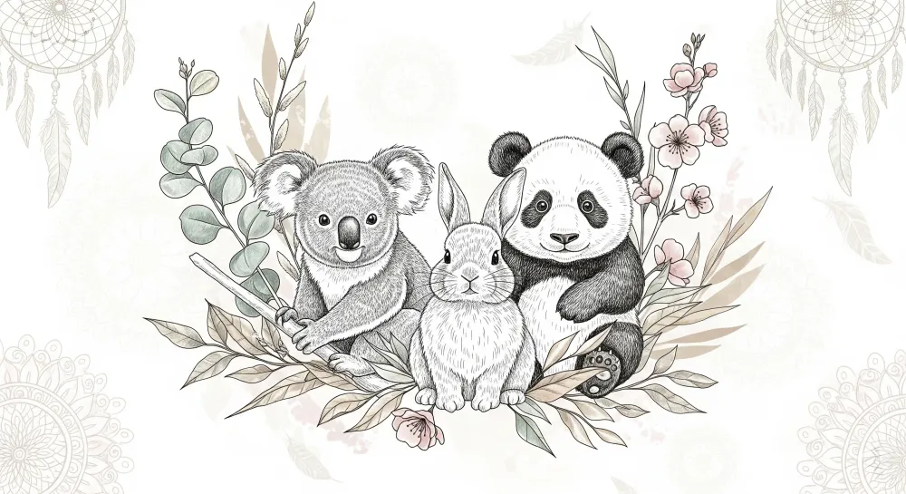 Papel de parede quarto bebê | Simpáticos animais e natureza calmante
