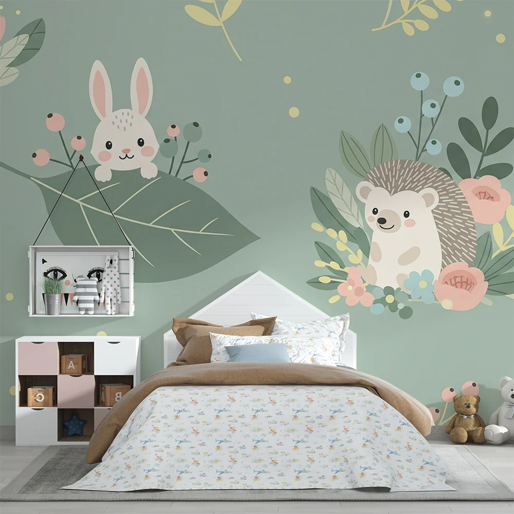 Papel de parede quarto bebê | Sladak životinje u cvjetnom vrtu