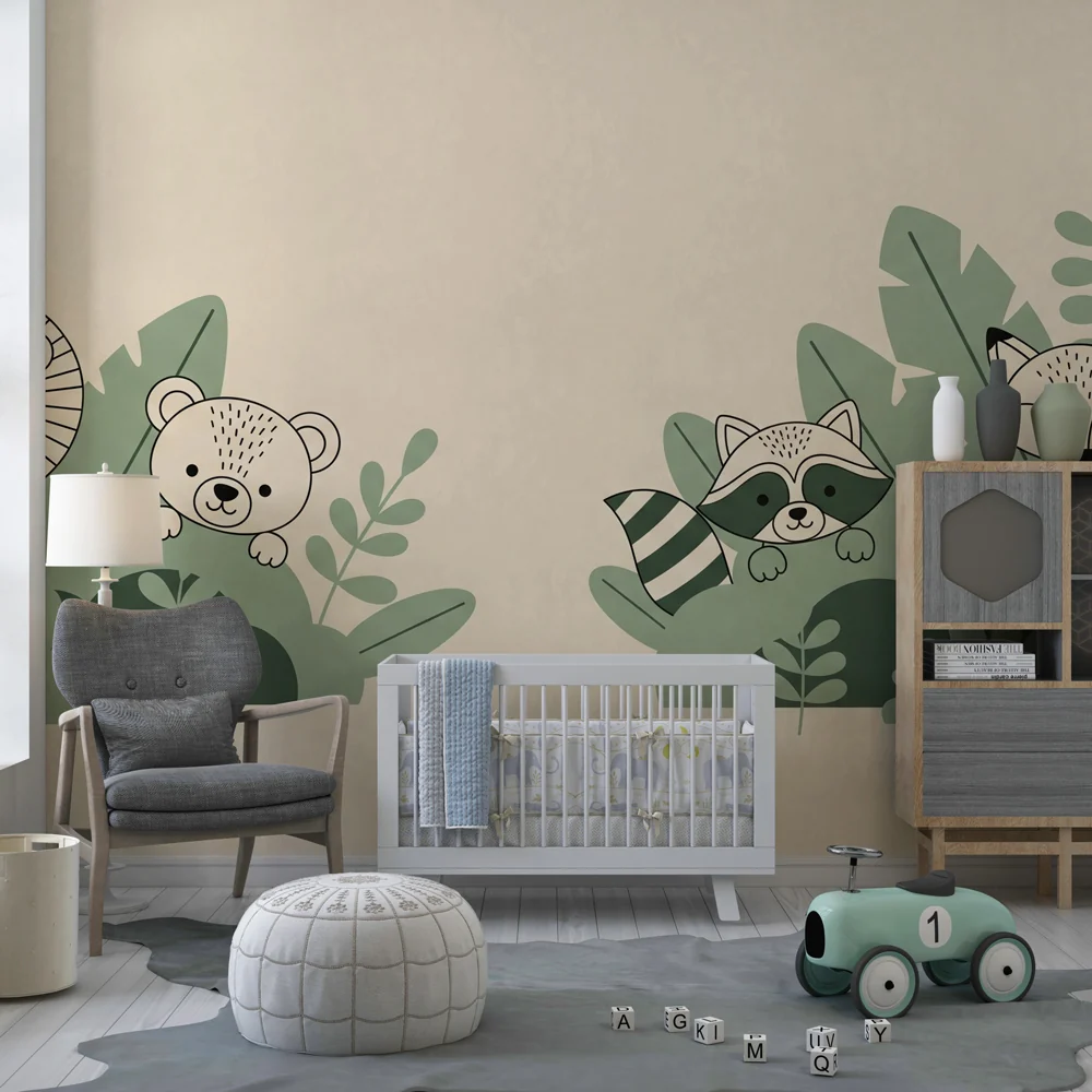 Papel de parede quarto bebê | Sladak životinje u džungli