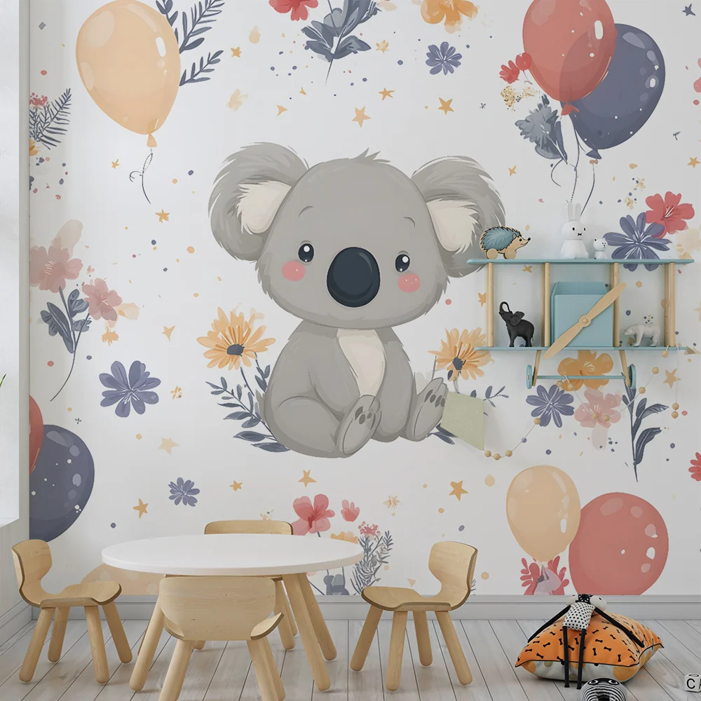 Papel de parede quarto bebê | Sladak koala i šareni baloni