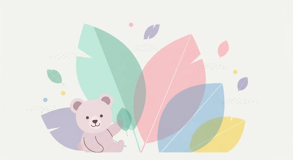 Papel de parede quarto bebê | Sladak medvjedić u pastelnim listovima
