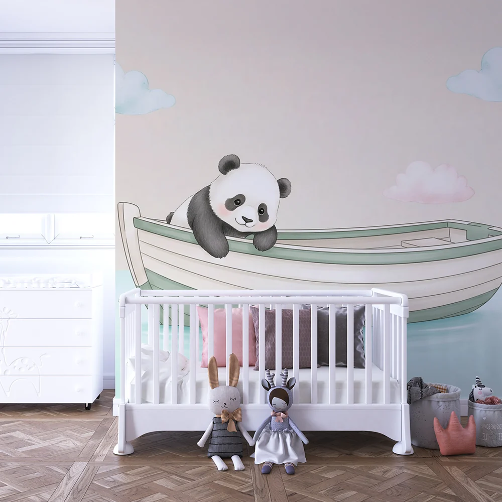 Papel de parede quarto bebê | Sladak panda u brodu