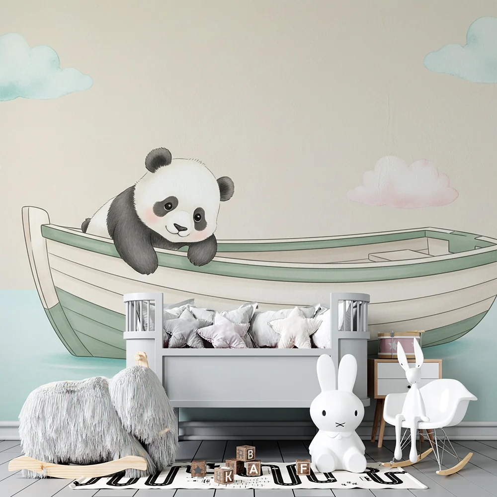 Papel de parede quarto bebê | Sladak panda u brodu