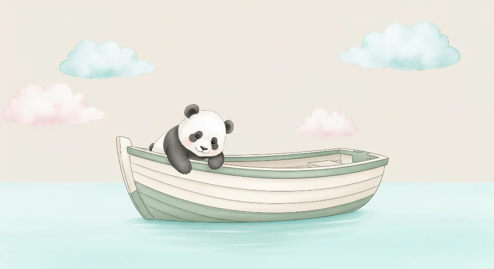 Papel de parede quarto bebê | Sladak panda u brodu